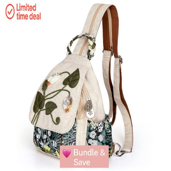 Convertible Canvas Sling Backpack Adjustable Straps Lightweight Daypack for